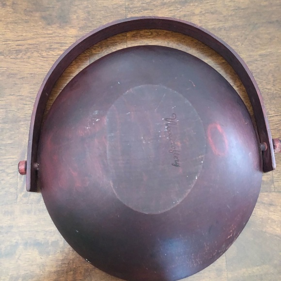 Woodcraftery Hand Painted Wood Bowl with Handle - Picture 8 of 8